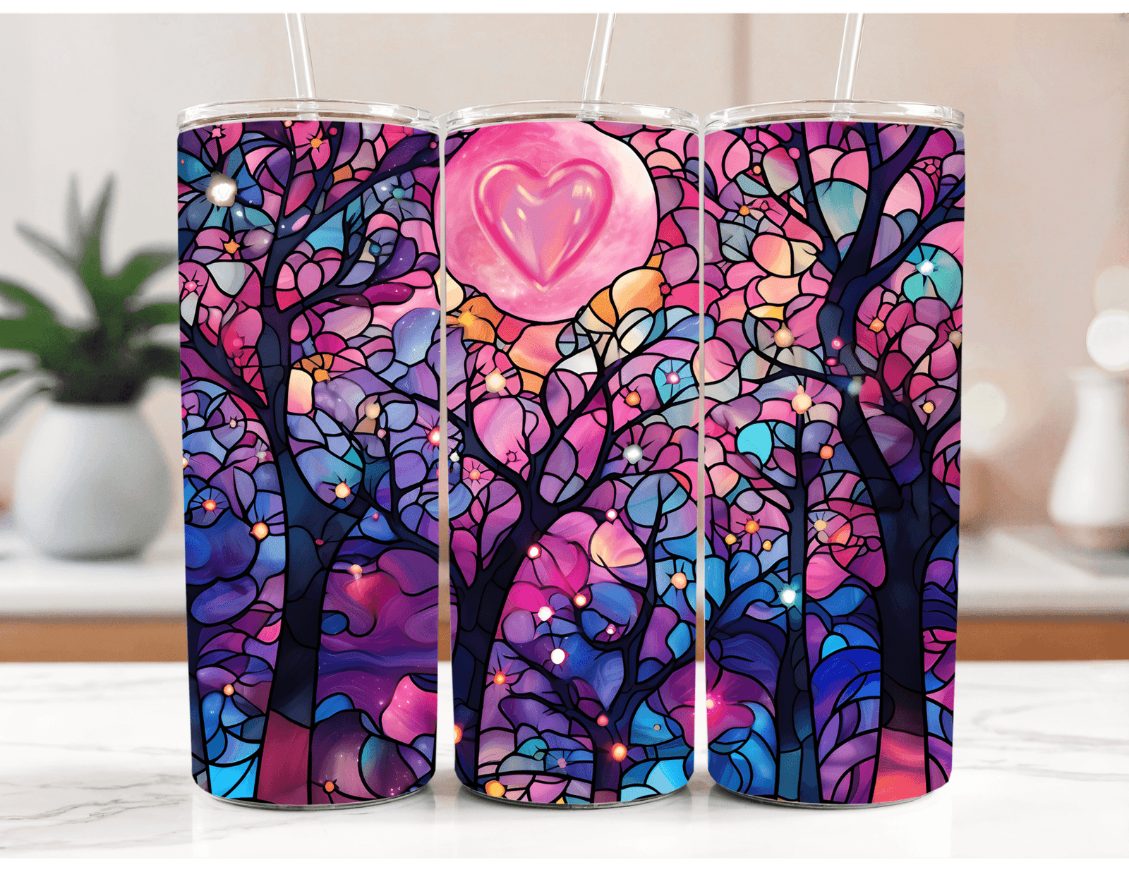 Mystical Trees and Pink Sky