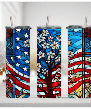 US Flag and Dogwood Tree